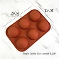 Terracotta 6-cavity semi-sphere silicone mold for chocolate and cake baking, 19x13cm - 6 Cavity Small Semi-Sphere / Brown
