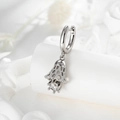 Boucle d'oreille cloche évidée en argent avec pierre précieuse sur socle blanc - Style Pierre Blanche - À l'unité (A901-2#白)