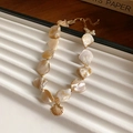 Bohemian shell beaded necklace with gold shell pendant and adjustable chain - 24# Necklace - Gold Shell