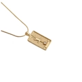 Gold-plated tarot necklace featuring The Hanged Man pendant with a tiny clear gemstone - 01015GZ-The Hanged Man Tarot / 50+5CM Snake Bone Chain