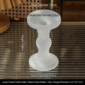 Large white frosted glass candle holder with 13.8cm height for vintage home decor - Frosted Large