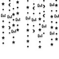 Sparkling black glitter Eid Mubarak hanging banner with star and moon moon motifs - Black Glitter Eid Letters