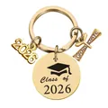 Portachiavi dorato classe 2026 con ciondolo a pergamena e anno 2026 inciso - Oro (Xk125)