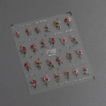 Stickers ongles 3D relief style peinture à l'huile roses rouges et paillettes MN-303 - Style Rose Rose Feuille d'Argent (MN-303)