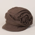 Brown breathable linen pleated newsboy cap with vintage Japanese style and curved brim - M (56-58cm) / Coffee