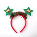 Christmas headband with red green tinsel and Merry Christmas glitter stars detail - 35# Green Star