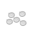 Set of five silver stainless steel round charms with embossed eye design for jewelry making - Round Eye / Steel