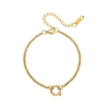 Catena regolabile in acciaio inossidabile dorato con doppia chiusura a moschettone - Catena a O + Anello Aperto (Bracciale)