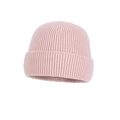 Pale pink ribbed knit beanie with wide cuff for winter warmth and outdoor comfort - Hat Only / Pink