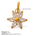 Golden stainless steel daisy flower pendant with cubic zirconia, 13.2mm DIY charm detail - PJ1971WEG Zircon Flower-Gold
