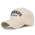 Cappellino in cotone beige con ricamo blu Tenerife 1973 e dettagli con stelle - Tenerife 1973 / Beige