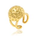 Detailed view of golden open ring with hammered texture and reflective surface - J-1372/Hammered Shell Style