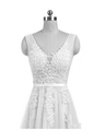 Abito da cocktail corto in pizzo bianco con scollo a V e ricami floreali in tulle - US 2(S) / Bianco