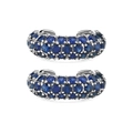 French vintage silver hoop earrings featuring triple-row micro-pave blue cubic zirconia - Silver-Sapphire Blue