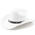 Detail of white western cowboy hat with black belt and silver star metallic ornaments - M (56-58cm) / Pure White