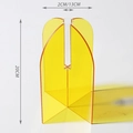 Detail view of yellow acrylic vase with dimension markings at 20cm height and 13cm width - Arch Piece / Yellow