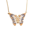 Butterfly necklace with gold plating and colorful pavé cubic zirconia butterfly pendant - Tri-color Zirconia Gold Butterfly