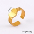 Detail shot of golden heart ring with dimensions 0.88cm and light weight of 2.5g - Y102-Gold Minimalist Heart Design Open Ring