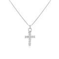 Collar con colgante de cruz de plata S925 con circonitas cúbicas y cadena de caja - Cruz Pequeña / Oro Blanco