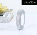 1.5cm silver glitter ribbon roll for gift wrapping and DIY crafts 22m length - 1.5cm Width * 22m Length Silver Glitter Ribbon