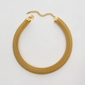 Close-up of golden mesh necklace with lobster clasp and extension chain on white background - Choker Necklace / 12mm / Gold