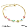 Golden 18K stainless steel anklet with colorful resin evil eye pendants, 230mm length - Gold Multi-color Enamel Evil Eye (KJ1912-Z)