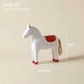 Nordic wooden rocking horse ornament in white and red finish, size 16x4.5x18cm - Small Wooden Horse