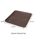 Square dark brown vintage wood jewelry display tray with natural grain, 23.5cm size - Square Display Tray