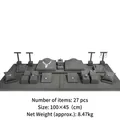 27-piece grey microfiber jewelry display set including neck molds and ring holders - Set 6