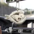 Cute white Westie dog with angel wings acrylic car charm hanging on rear view mirror - 7-Angel Westie
