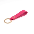 Minimalist rose pink PU leather keychain featuring a gold metal ring and rivet detail - Rose Red & Gold (Single)