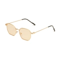 Lunettes de soleil rétro monture dorée et verres ambrés clairs, vue de profil 45° - Monture Dorée Verres Champagne