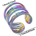 Dettaglio macro dell'anello arcobaleno in acciaio inossidabile con misure precise - Anello Aperto Multistrato / Arcobaleno