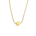 Gold stainless steel snake chain necklace with engraved letter P round pendant charm - Letter P
