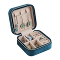 Peacock blue velvet portable jewelry box organizer for necklaces and rings storage - No Mirror / Peacock Blue