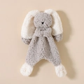 Gray soft cotton plush bunny security blanket with white ears for baby soothing - White & Grey Lamb Wool Rabbit