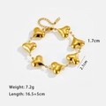 Polished 18K gold plated stainless steel hollow heart charm bracelet with extension chain - Heart (E2189) / Gold