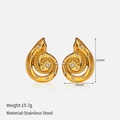 Detail view of 18k gold plated spiral earrings with crystal inlay and size dimensions - Gold Spiral with Micro-diamonds Style