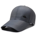 Berretto da baseball grigio-blu con visiera allungata ed emblema a corona in metallo - Distintivo a Stella Grigio Chiaro