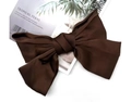 Brown satin oversized bow hair clip with a glossy finish for elegant hairstyling - Dark Coffee Spring Clip