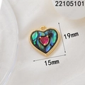 Detailopname van 18K vergulde hartvormige hanger met abalone schelp en zirkonia - 18K Verguld Abalone Schelp Hart Hanger (1 st)