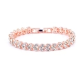 Detailed close-up of rose gold Roman bracelet with sparkling inlaid rhinestones - Rose Gold Bracelet Only