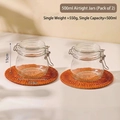 Set of 2 500ml glass storage jars with stainless steel locking lids and 11cm height - 2-Piece Set / 500ml