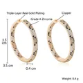 Gold-plated hoop earrings with leopard pattern zircons, 3.5cm diameter with measurements - 3.5*0.4cm Gold Plated (EN05-2)
