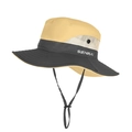 Detail of outdoor sun hat with breathable mesh vents and adjustable windproof chin strap - Khaki