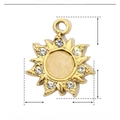 Detailed view of gold sun pendant with dimensions 23mm by 20mm and weight 3.7g - Yellow Sun Shape