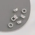 Silver crown spacer bead with red and green zircon stones for DIY jewelry making - 1# Crown Shape / 6x3mm / Silver