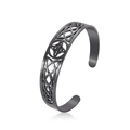 Polished black stainless steel cuff bracelet with Celtic knot cut-out design - Black