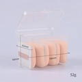 Set of four beige square makeup puffs in a clear plastic storage box with size markings - Marshmallow Puff [Square]