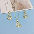 Set di gioielli in oro con orecchini geometrici a goccia e collana con ciondolo in metallo - Set da 3 pezzi luna